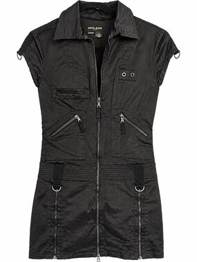 Guess Black Short-Sleeve Utility Mini Dress